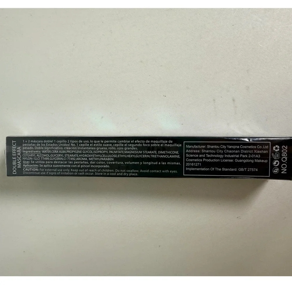 QIC Mascara 2 in 1 4D Silk Fiber Double Effect Waterproof Volumizing Black New